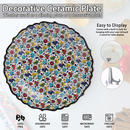 Ceramic Decorative Plate, Floral Mosaic Decorative Plate