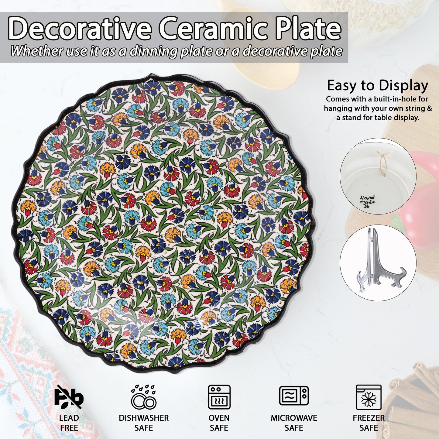 Ceramic Decorative Plate, Floral Harmony Decorative Plate