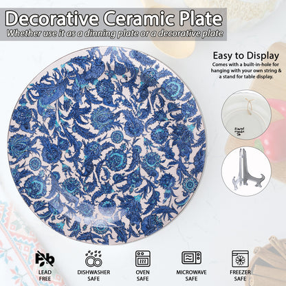 Ceramic Decorative Plate, Sapphire Garden Decorative Plate