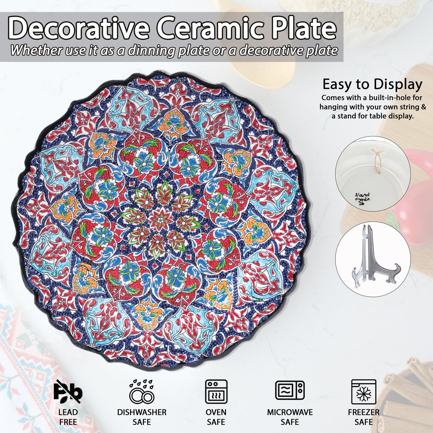 Ceramic Decorative Plate, Royal Mandala Decorative Plate