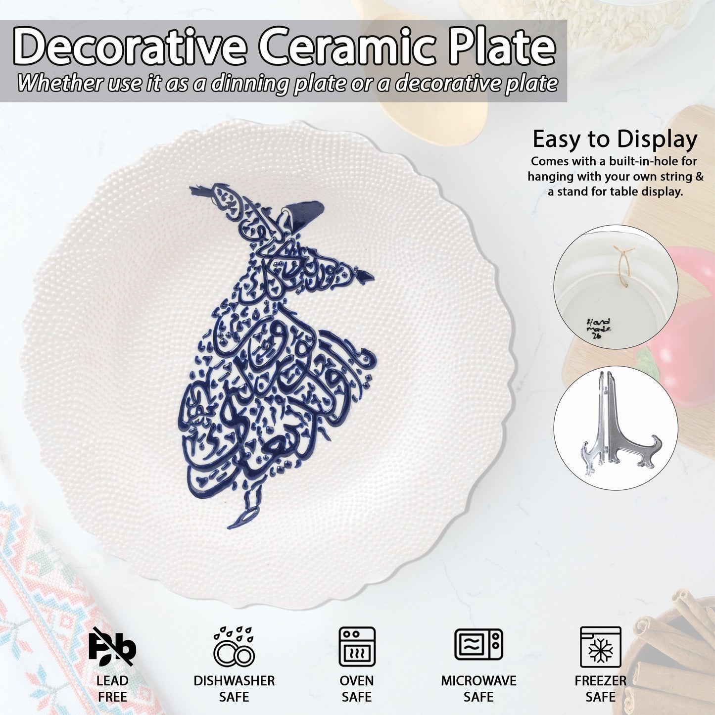 Ceramic Decorative Plate, Sufi Whirl Decorative Plate