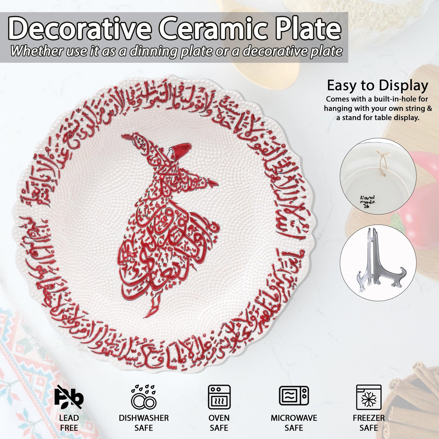 Ceramic Decorative Plate, Whirling Calligraphy Decorative Plate