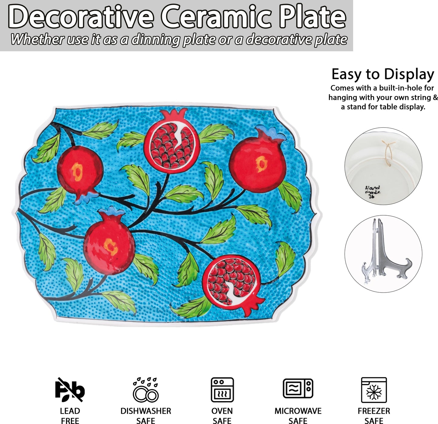 Ceramic Decorative Plate, Pomegranate Garden Decorative Plate