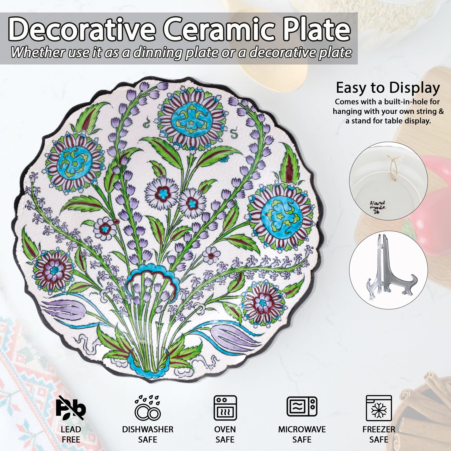 Ceramic Decorative Plate, Botanic Harmony Decorative Plate