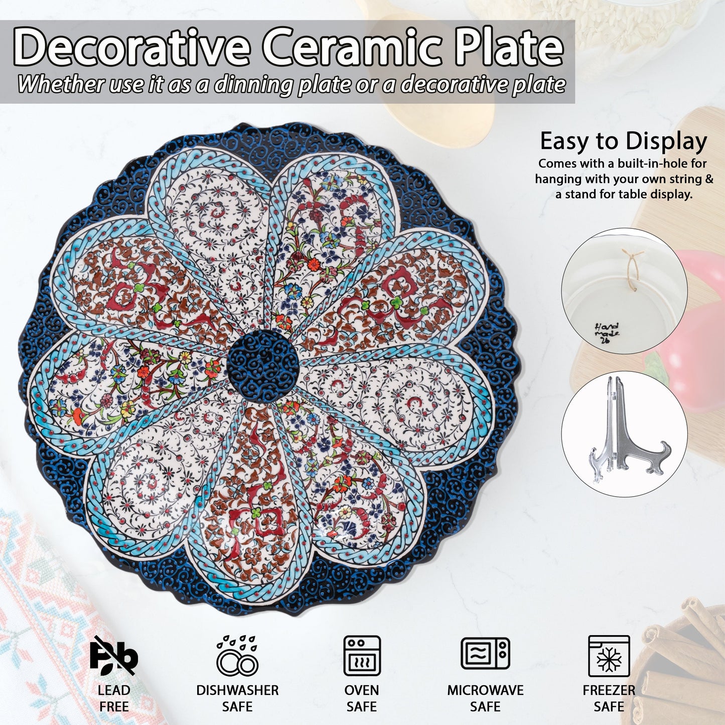 Ceramic Decorative Plate, Blossom Medallion Decorative Plate