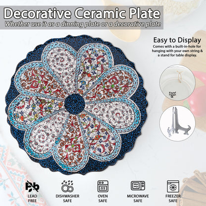 Ceramic Decorative Plate, Blossom Medallion Decorative Plate