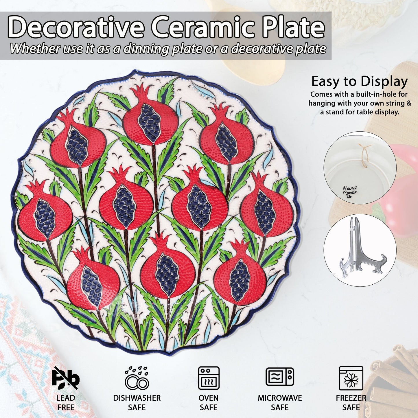 Ceramic Decorative Plate, Pomegranate Harvest Decorative Plate