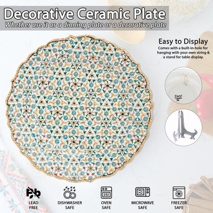 Ceramic Decorative Plate, Celestial Mosaic Decorative Plate, Decorative Golden Plate