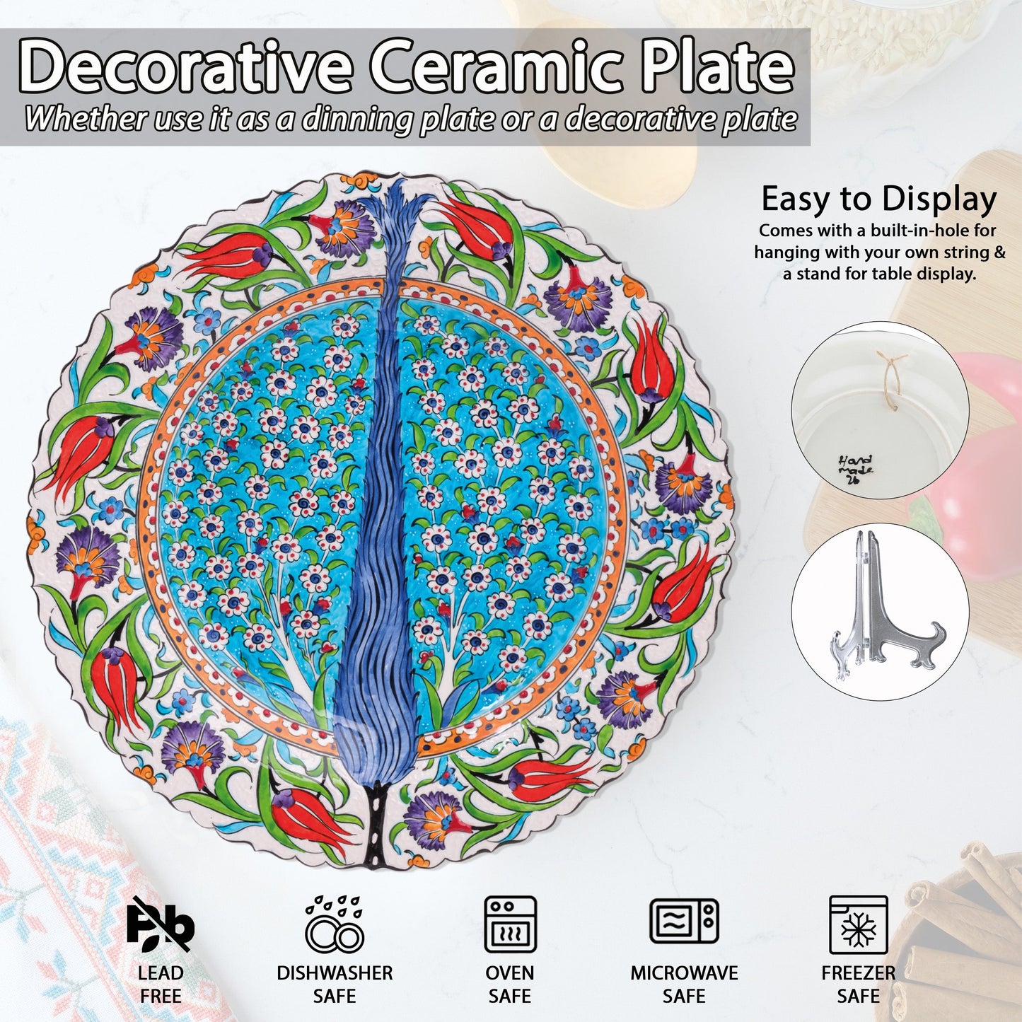 Ceramic Decorative Plate, Cyprus Elegance Decorative Plate