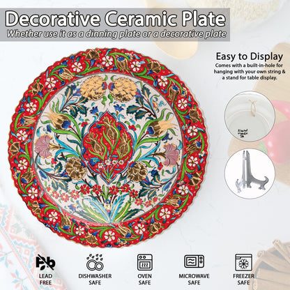 Ceramic Decorative Plate, Ottoman Bloom Decorative Plate, Decorative Golden Plate