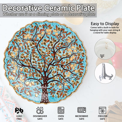 Ceramic Decorative Plate, Prosperity Tree Decorative Plate, Decorative Golden Plate