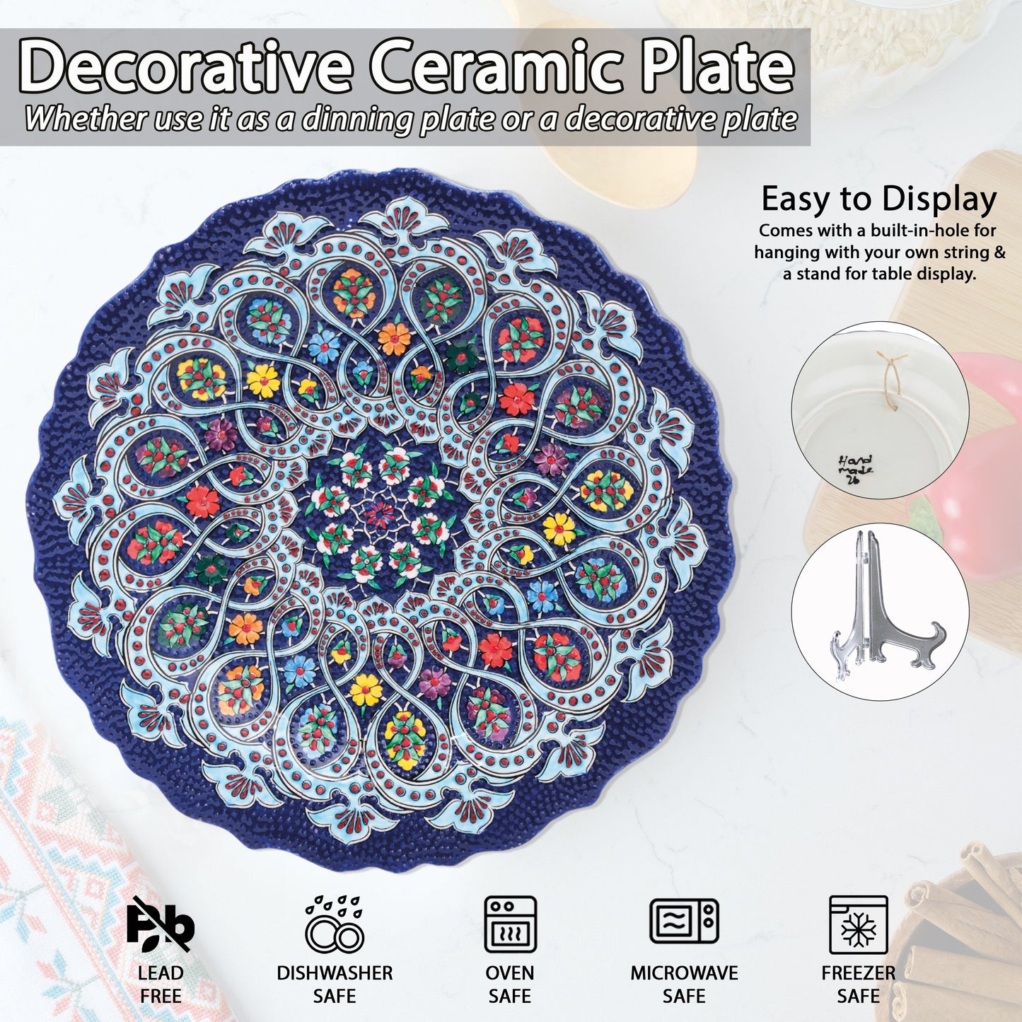 Ceramic Decorative Plate, Paisley Blossom Decorative Plate