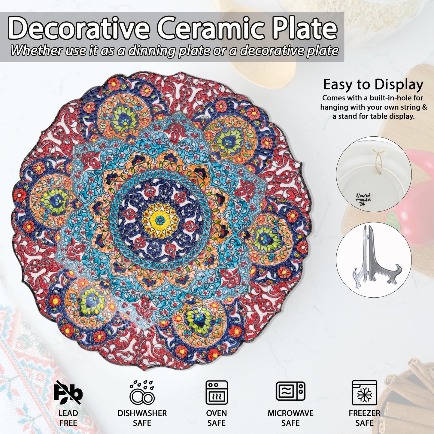 Ceramic Decorative Plate, Mandala Radiance Decorative Plate