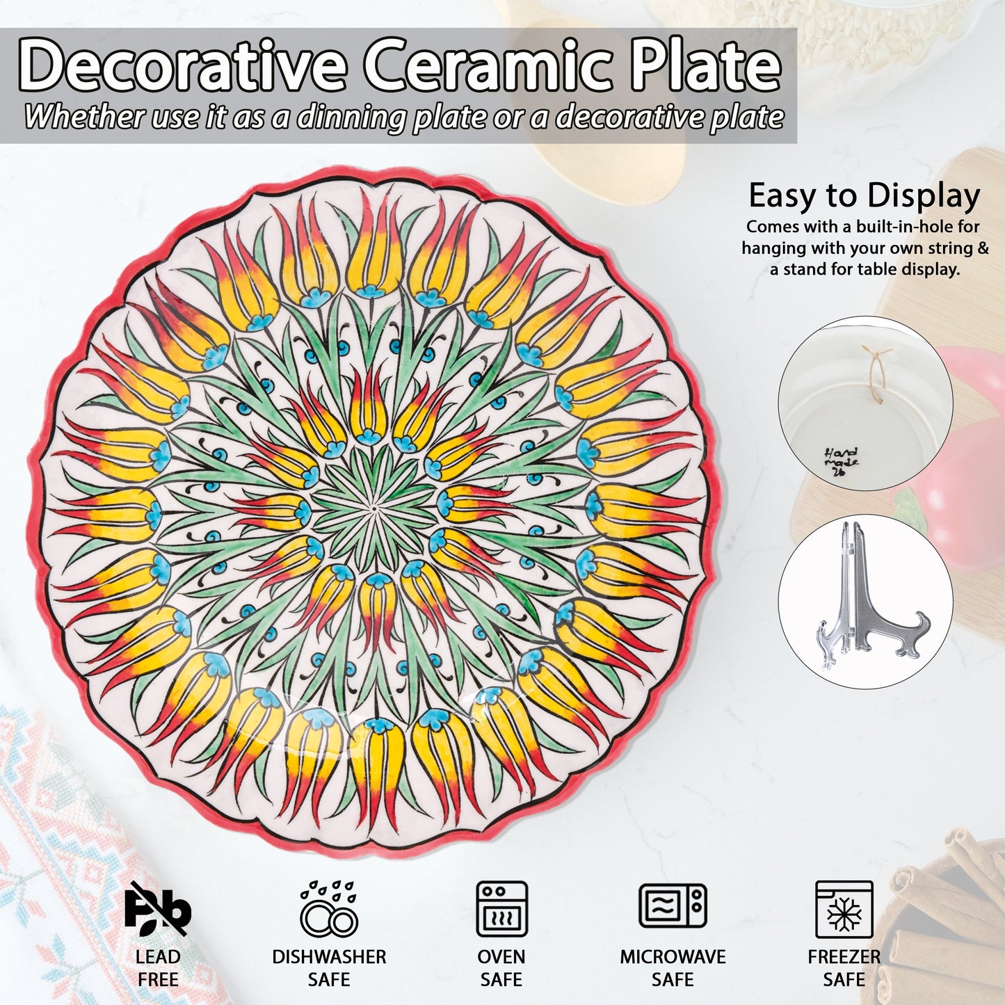 Ceramic Decorative Plate, Fiery Tulips Decorative Plate