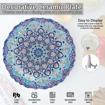 Ceramic Decorative Plate, Azure Bloom Decorative Plate