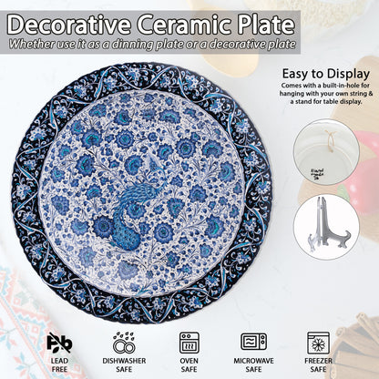Ceramic Decorative Plate, Peacock Elegance Decorative Plate