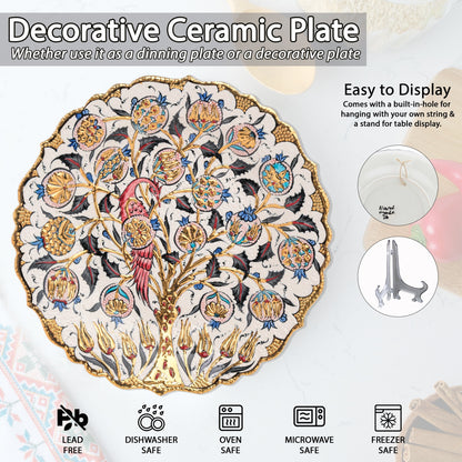 Ceramic Decorative Plate, Eternal Blossom Decorative Plate, Decorative Golden Plate