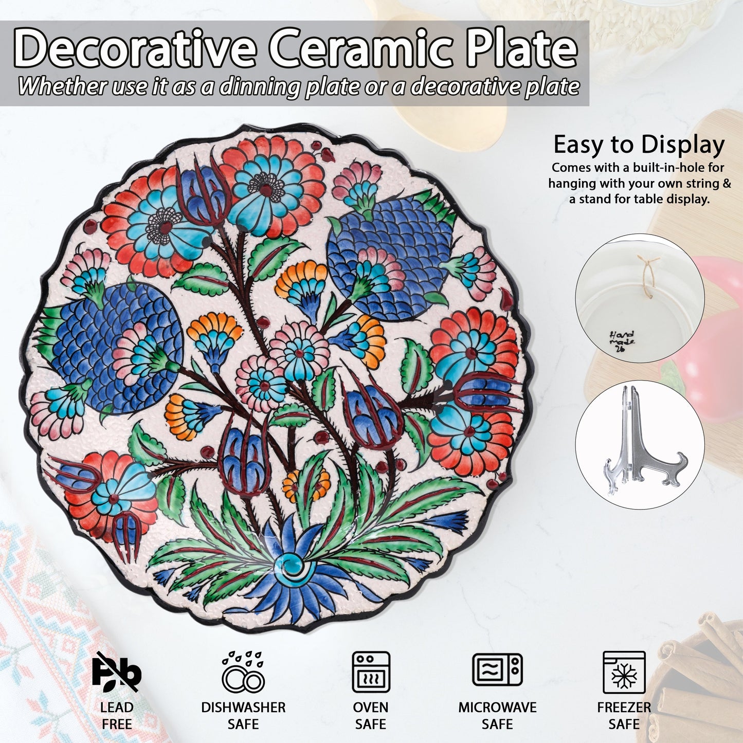 Ceramic Decorative Plate, Sultan's Bloom Decorative Plate
