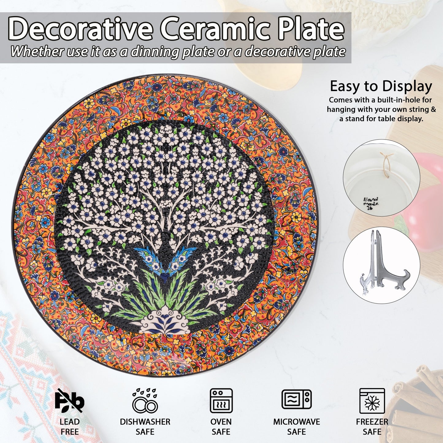 Ceramic Decorative Plate, Eternal Bloom Decorative Plate
