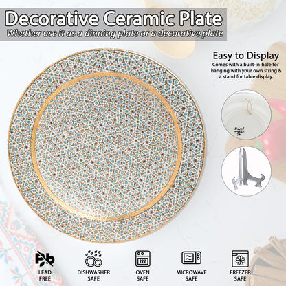 Ceramic Decorative Plate, Timeless Elegance Decorative Plate, Decorative Golden Plate