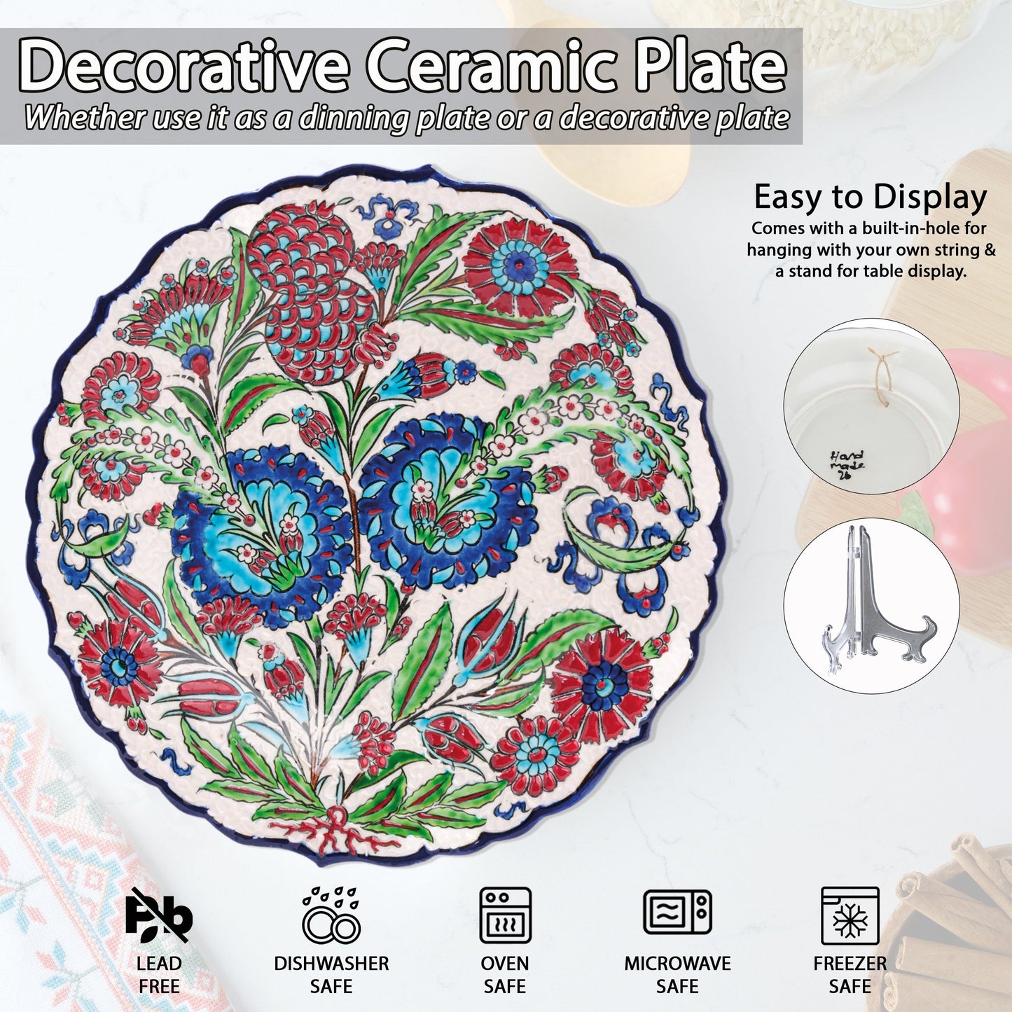 Ceramic Decorative Plate, Sultan's Bloom Decorative Plate