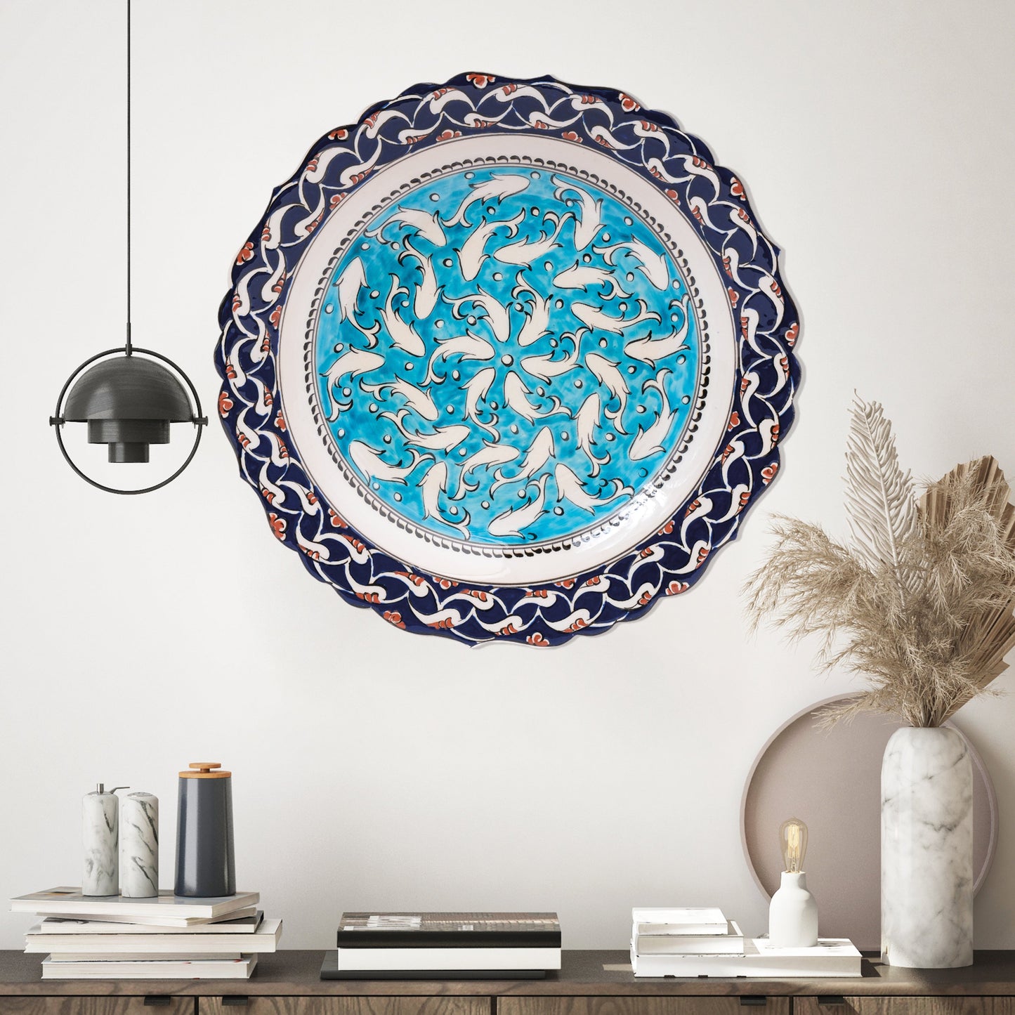 Ceramic Decorative Plate, Whirling Fishes Decorative Plate