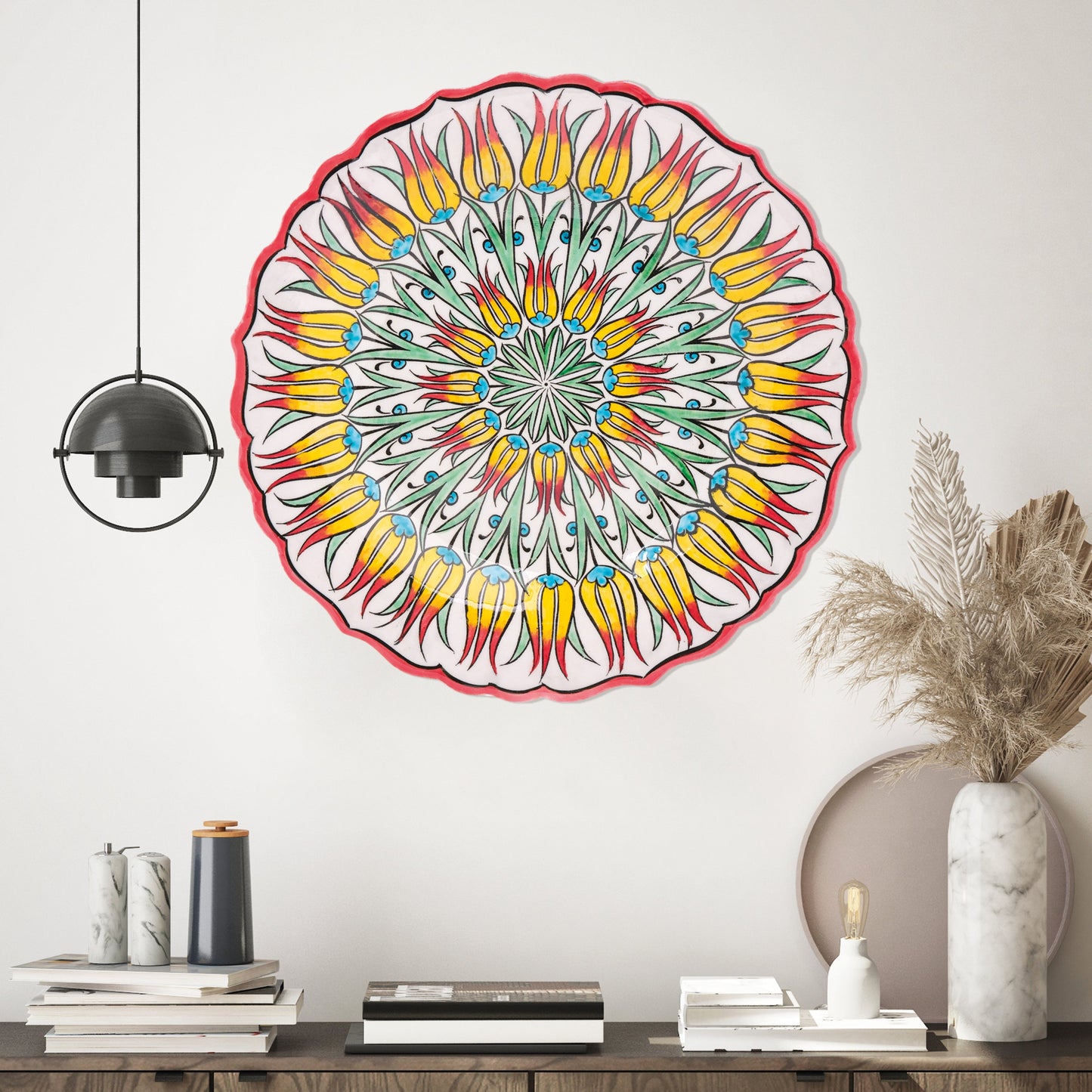 Ceramic Decorative Plate, Fiery Tulips Decorative Plate