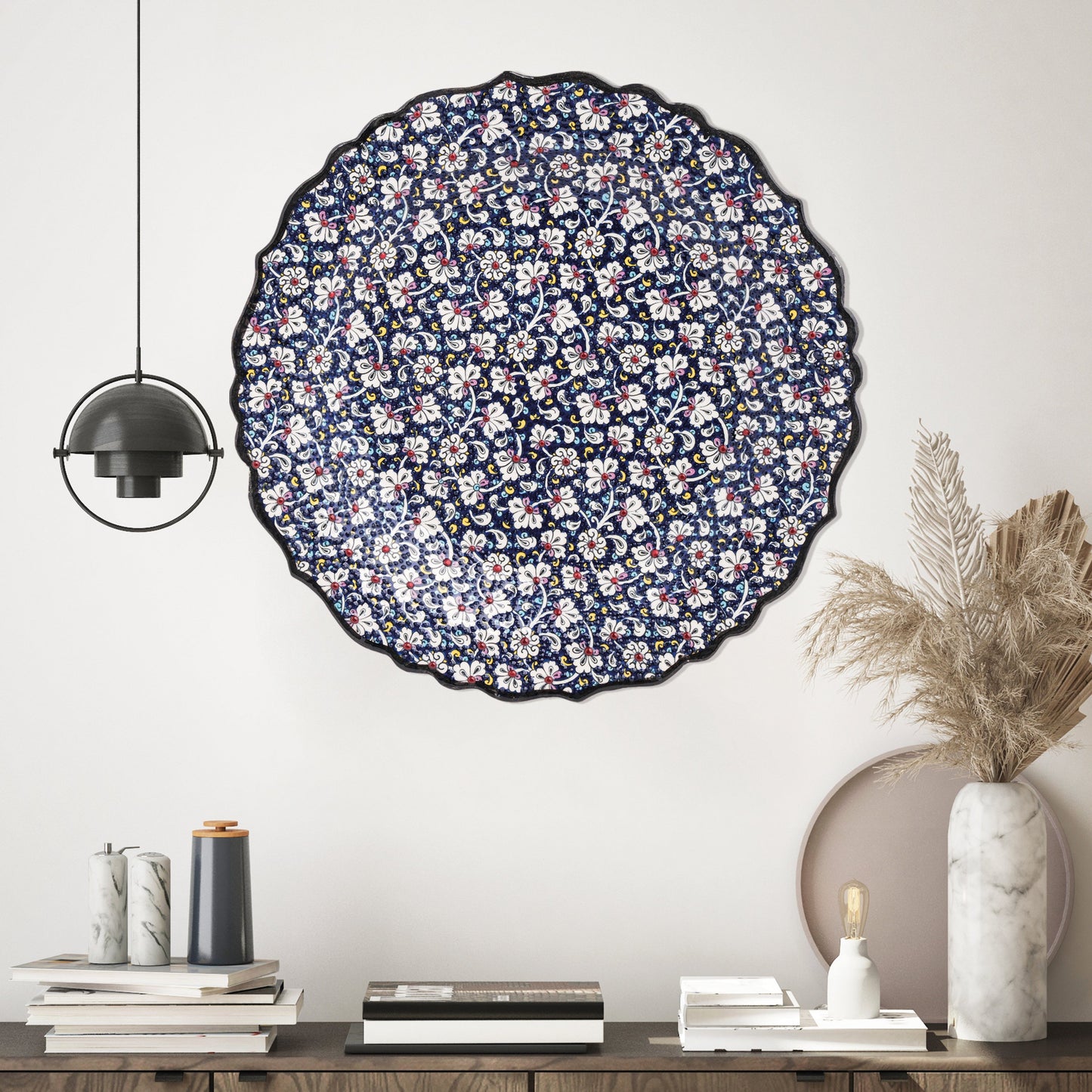 Ceramic Decorative Plate, Midnight Blossom Decorative Plate