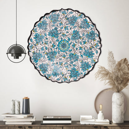 Ceramic Decorative Plate, Turquoise Bloom Decorative Plate