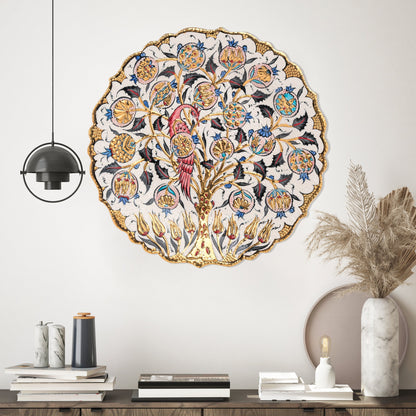 Ceramic Decorative Plate, Eternal Blossom Decorative Plate, Decorative Golden Plate