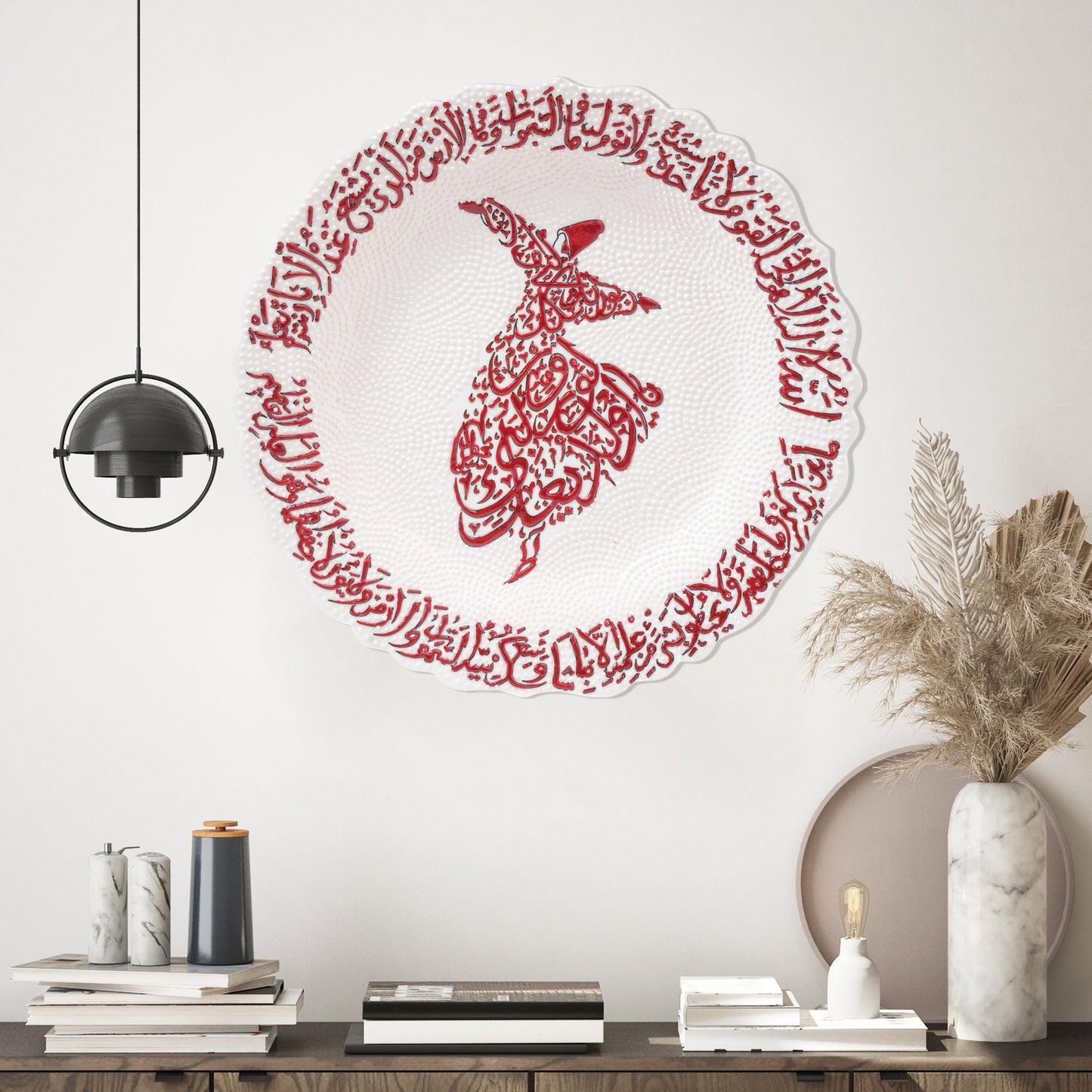 Ceramic Decorative Plate, Whirling Calligraphy Decorative Plate