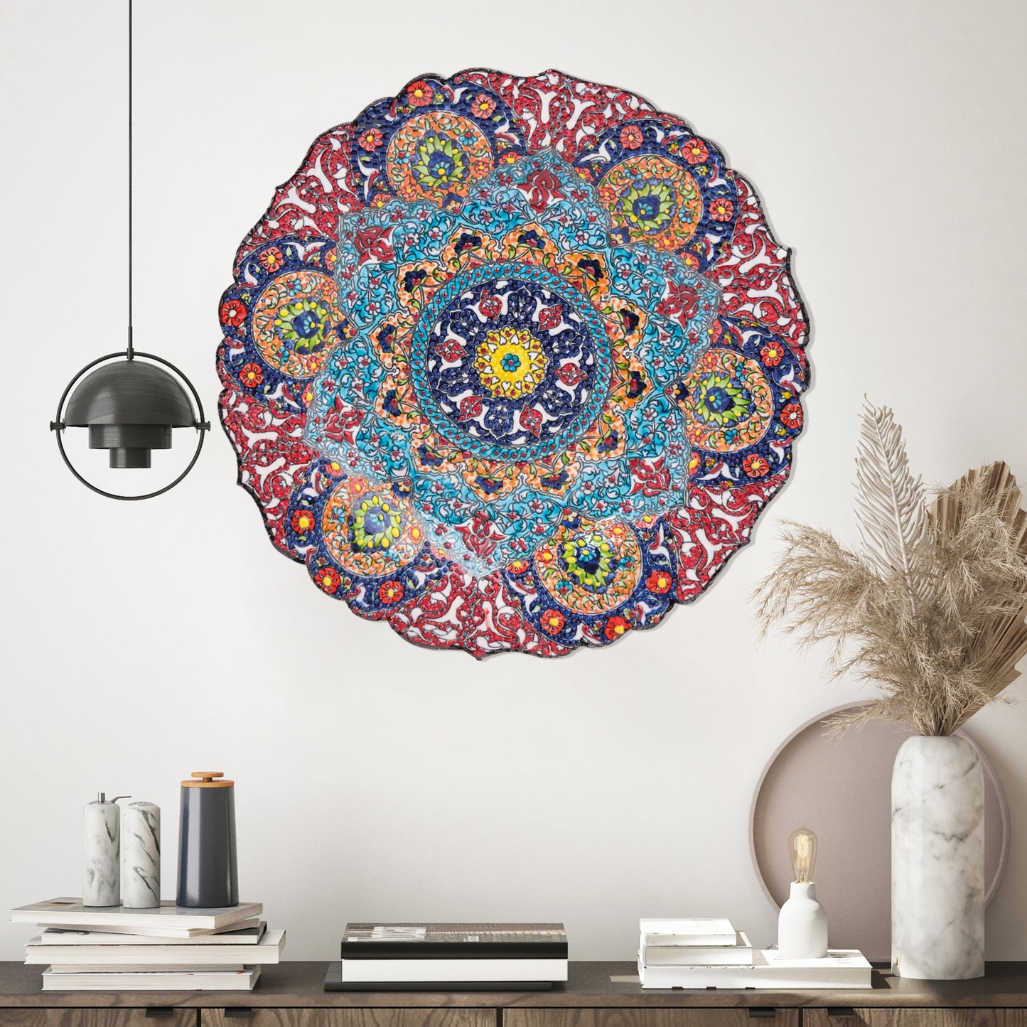 Ceramic Decorative Plate, Mandala Radiance Decorative Plate