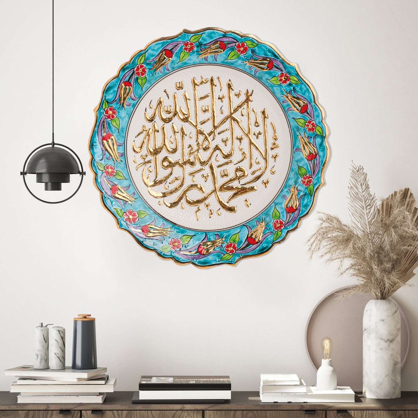 Ceramic Decorative Plate, Sacred Harmony Decorative Plate, Decorative Golden Plate