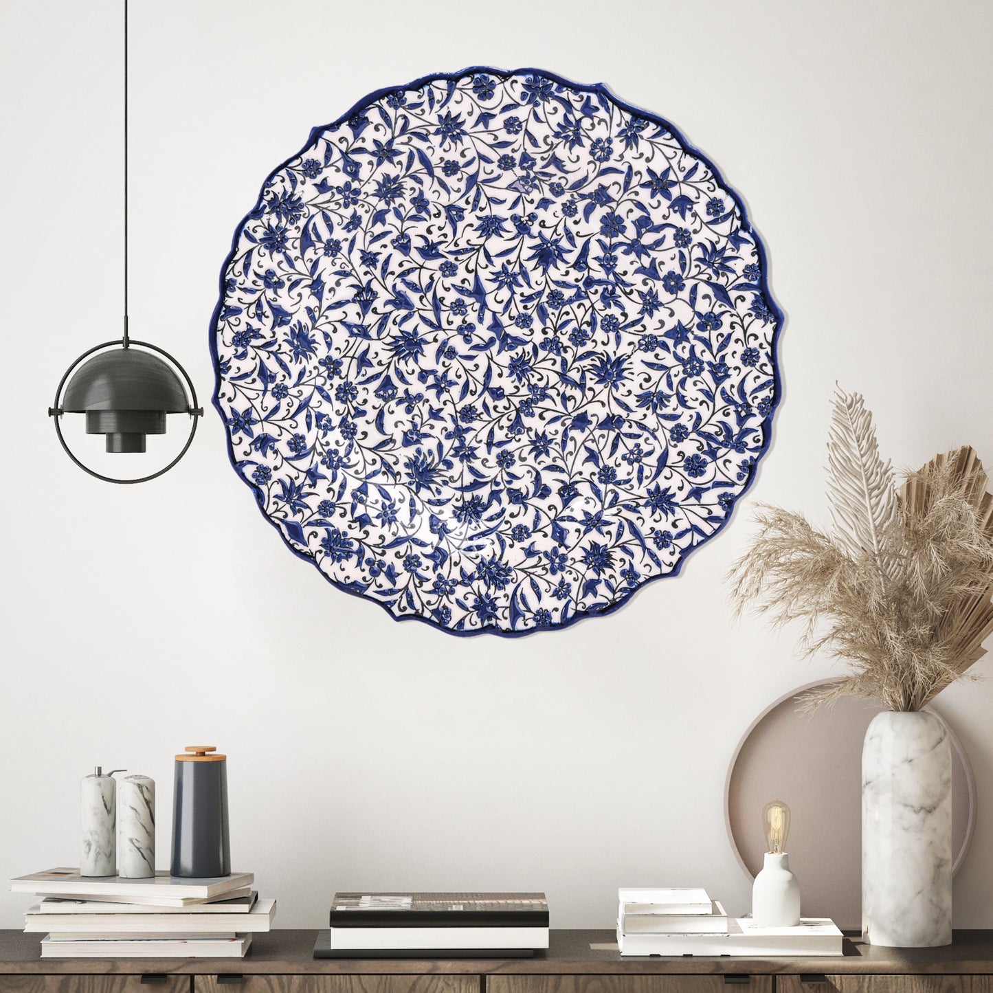 Ceramic Decorative Plate, Indigo Vines Decorative Plate