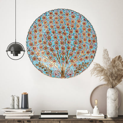 Ceramic Decorative Plate, Floral Canopy Decorative Plate, Decorative Golden Plate