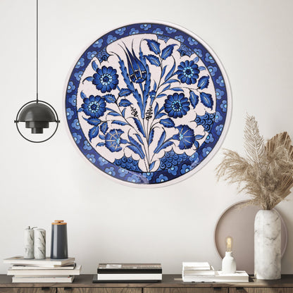 Ceramic Decorative Plate, Sapphire Blooms Decorative Plate