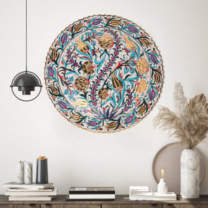 Ceramic Decorative Plate, Tulip Symphony Decorative Plate, Decorative Golden Plate