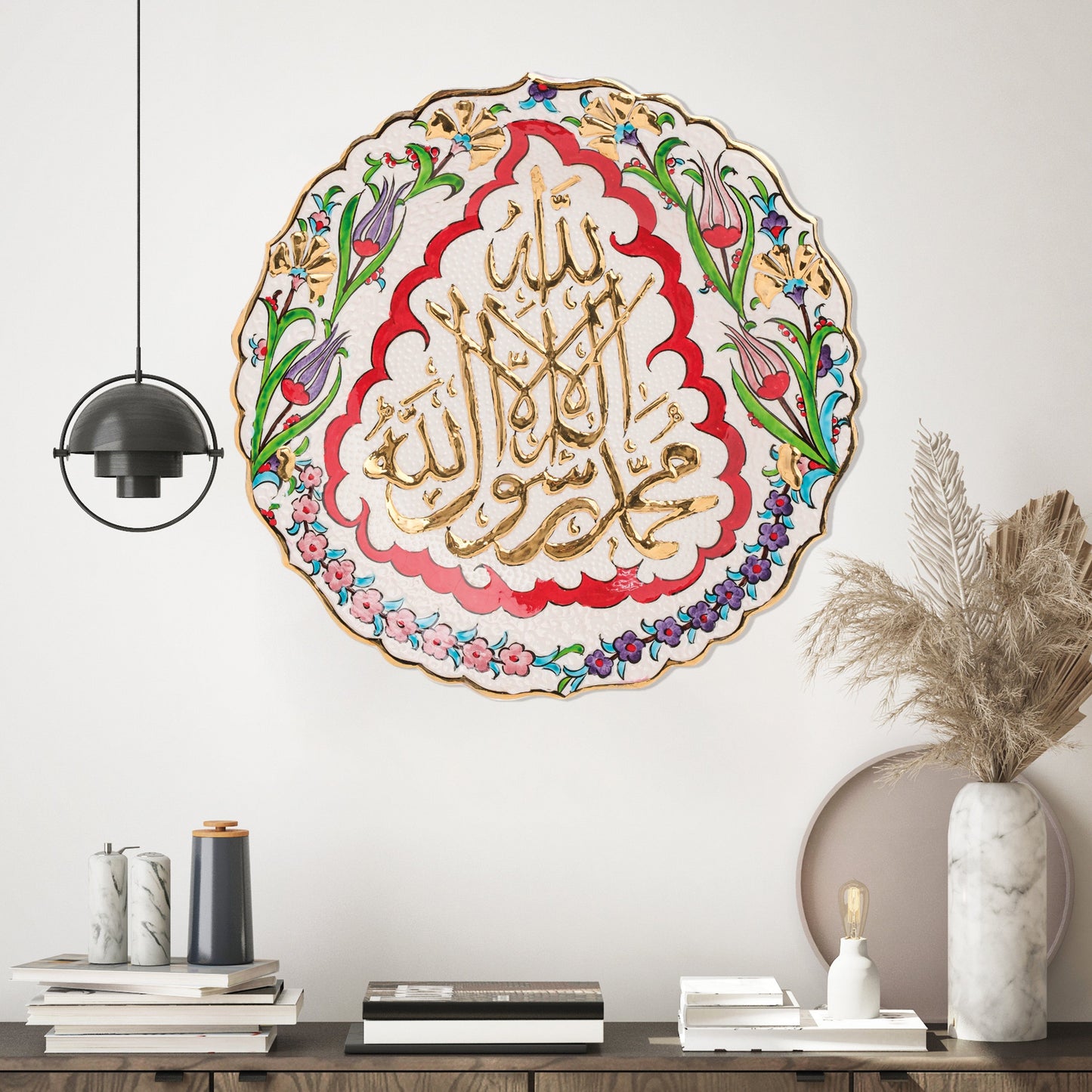 Ceramic Decorative Plate, Divine Bloom Decorative Plate, Decorative Golden Plate