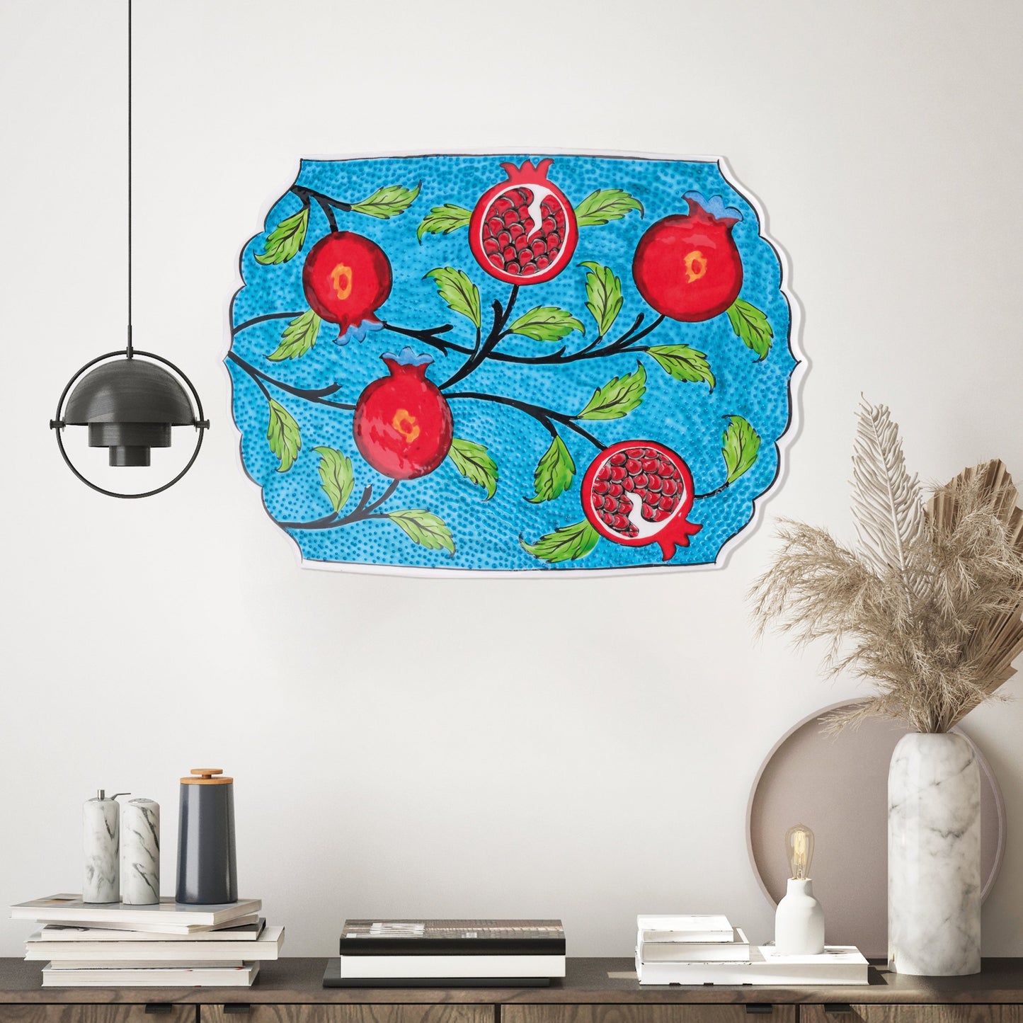 Ceramic Decorative Plate, Pomegranate Garden Decorative Plate