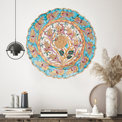 Ceramic Decorative Plate, Harvest Bloom Decorative Plate, Decorative Golden Plate