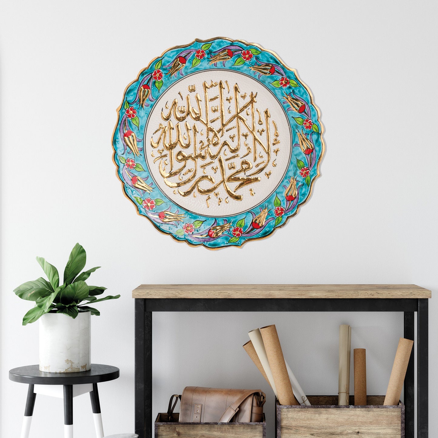 Ceramic Decorative Plate, Sacred Harmony Decorative Plate, Decorative Golden Plate