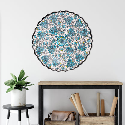 Ceramic Decorative Plate, Turquoise Bloom Decorative Plate