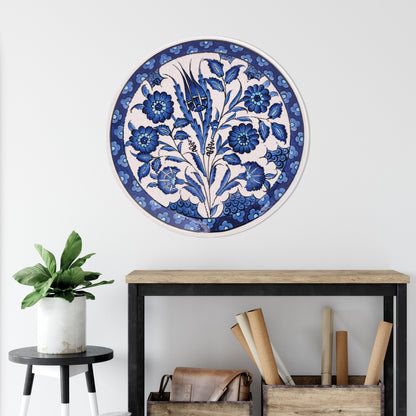 Ceramic Decorative Plate, Sapphire Blooms Decorative Plate