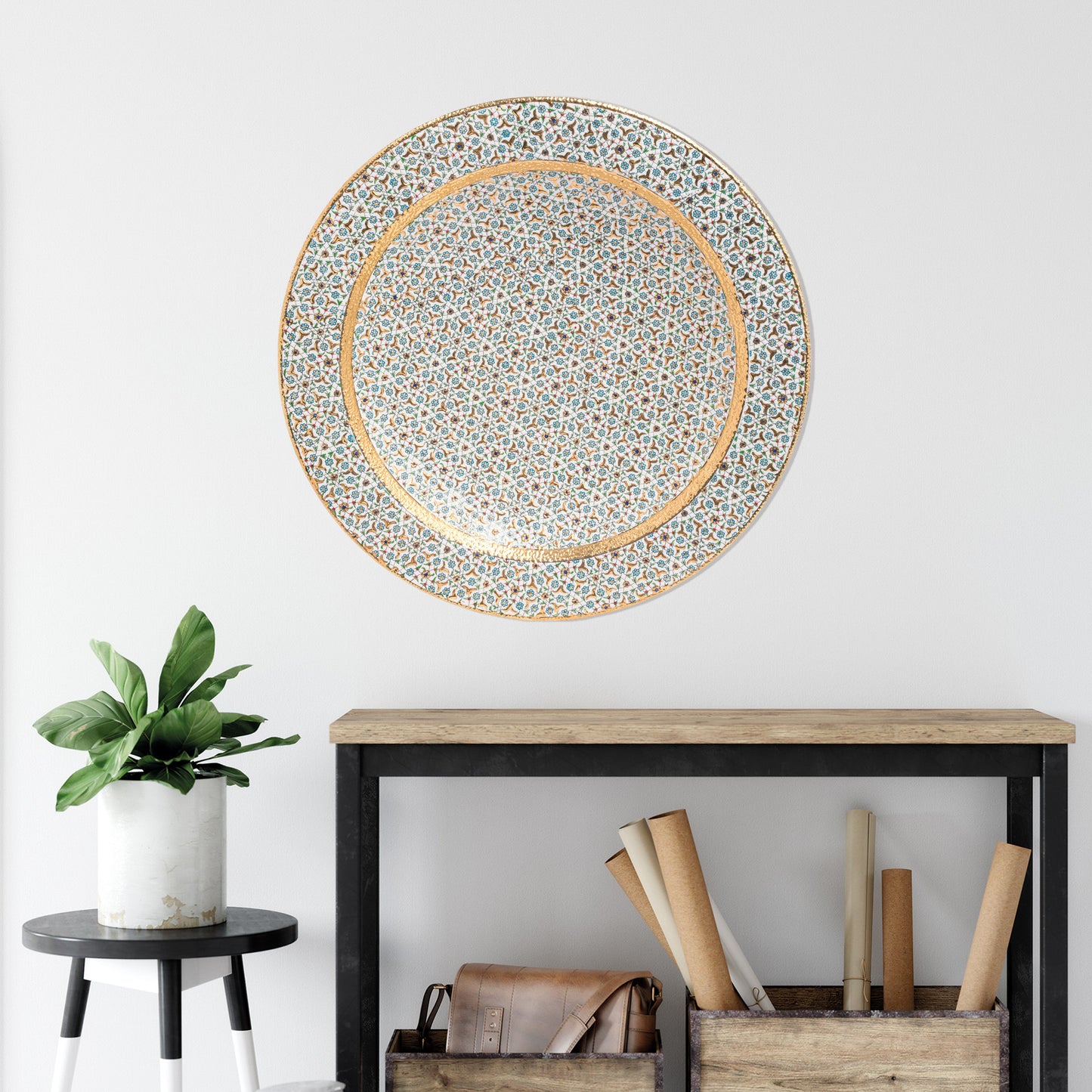 Ceramic Decorative Plate, Timeless Elegance Decorative Plate, Decorative Golden Plate