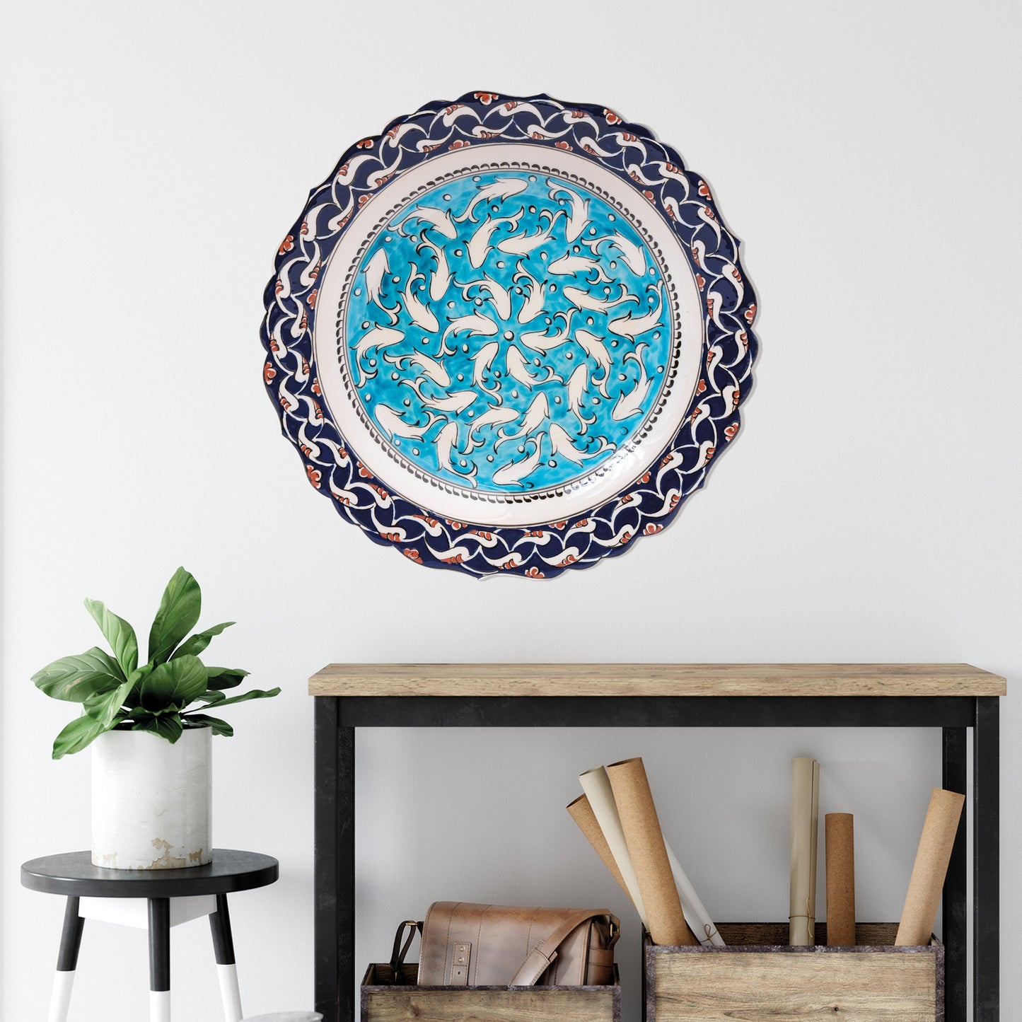 Ceramic Decorative Plate, Whirling Fishes Decorative Plate