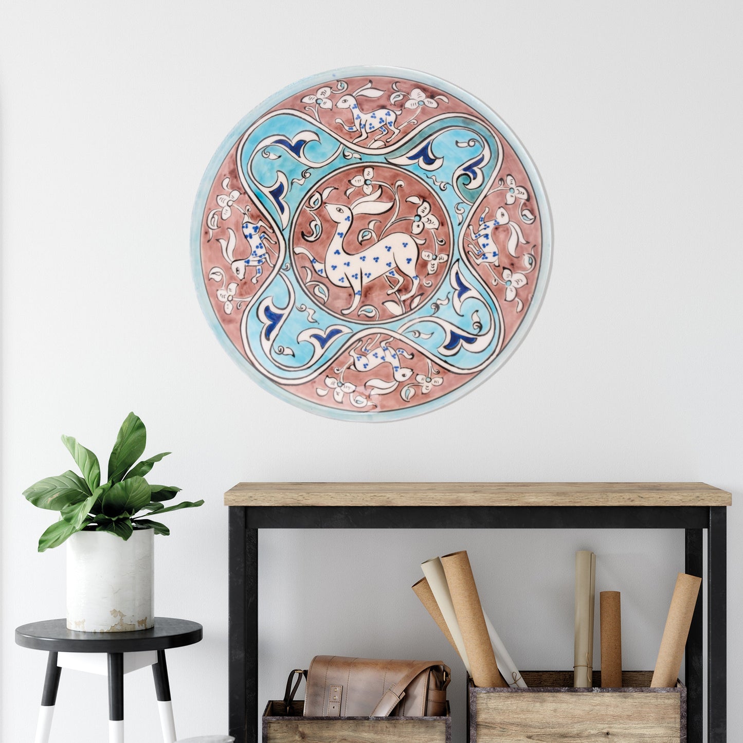 Ceramic Decorative Plate, Mystic Deer Decorative Plate