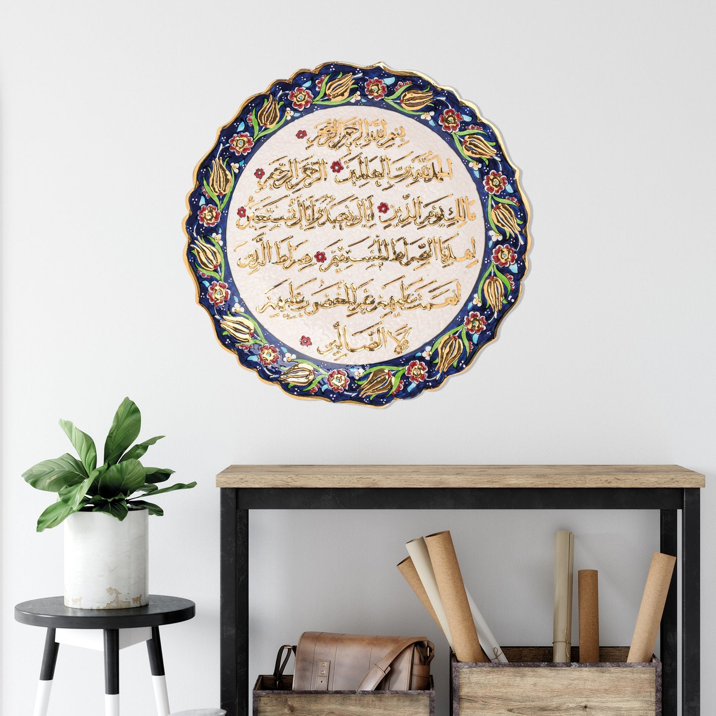 Ceramic Decorative Plate, Divine Elegance Decorative Plate, Decorative Golden Plate