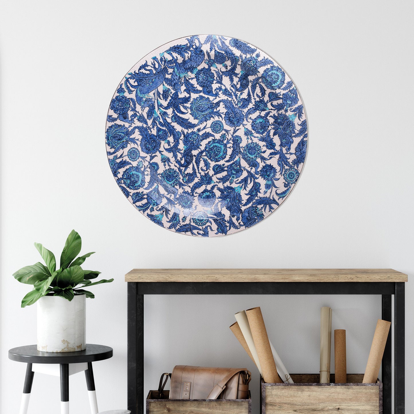 Ceramic Decorative Plate, Sapphire Garden Decorative Plate