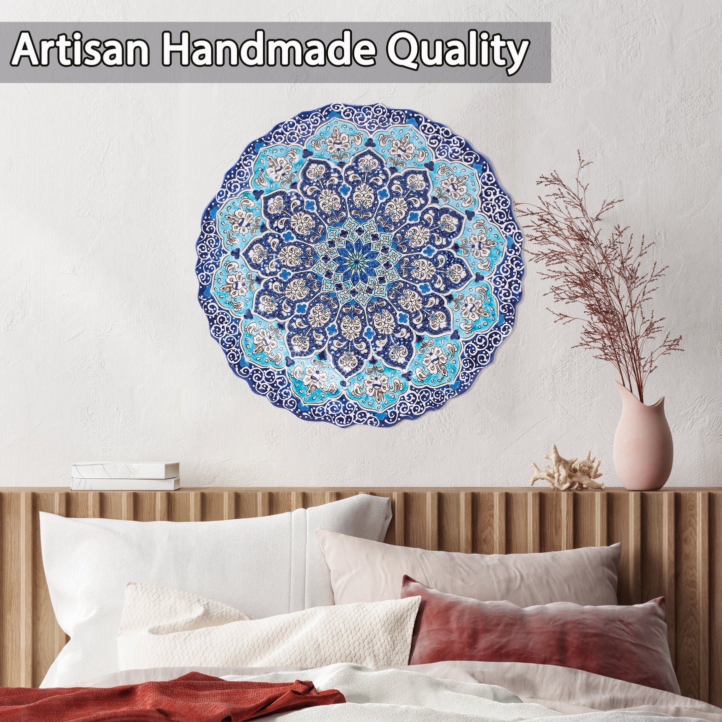 Ceramic Decorative Plate, Azure Bloom Decorative Plate