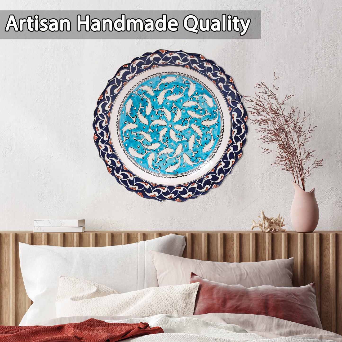 Ceramic Decorative Plate, Whirling Fishes Decorative Plate